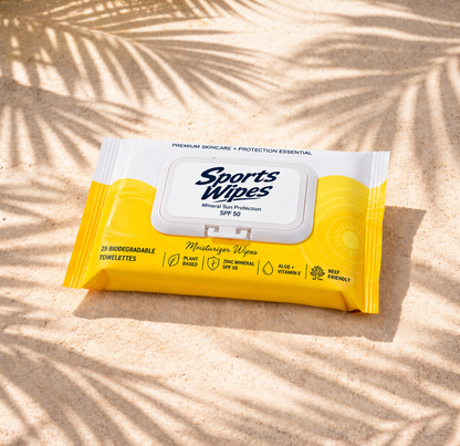 Sport Wipes – Mineral Based (Zinc) SPF 50 Moisturizer Towelettes.